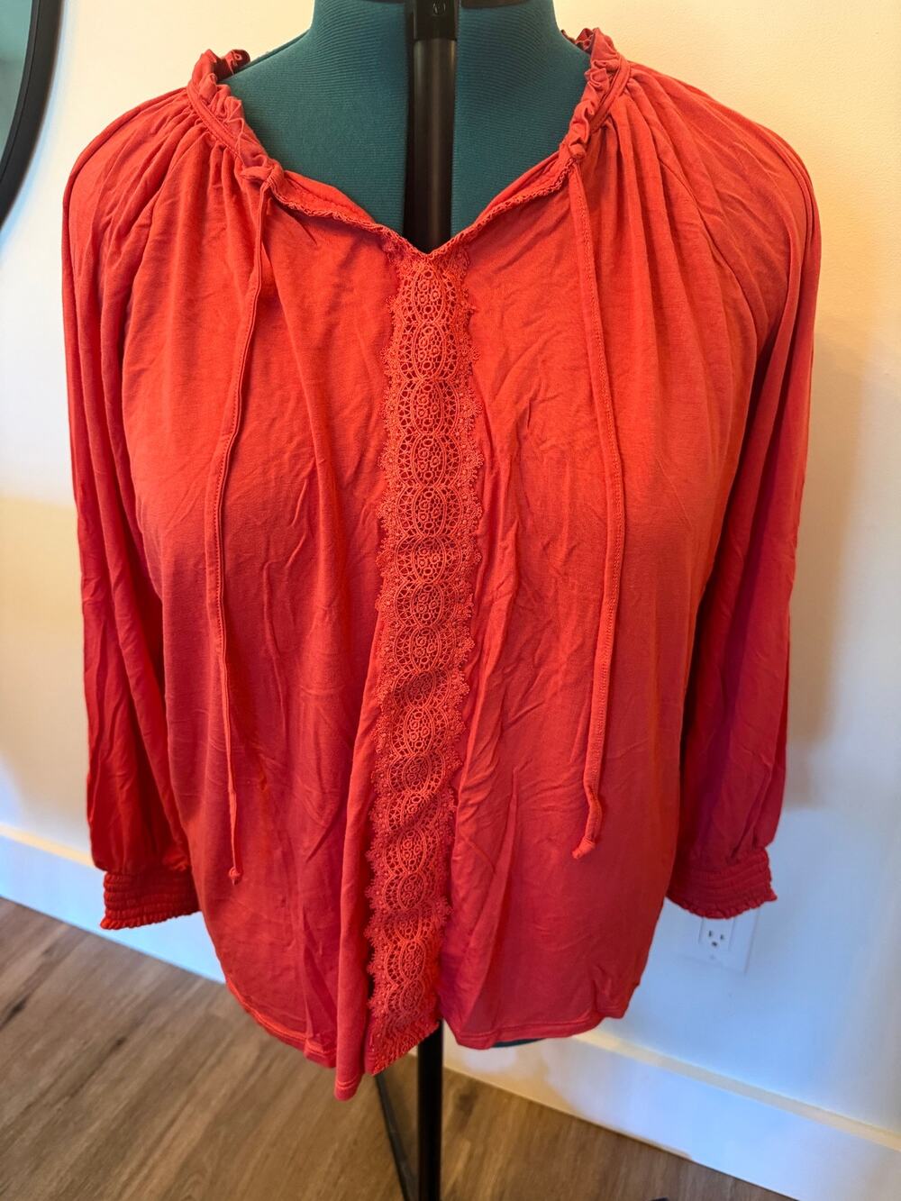 Cable & Gauge Women’s Orange Blouse with Tassles Size 1X
